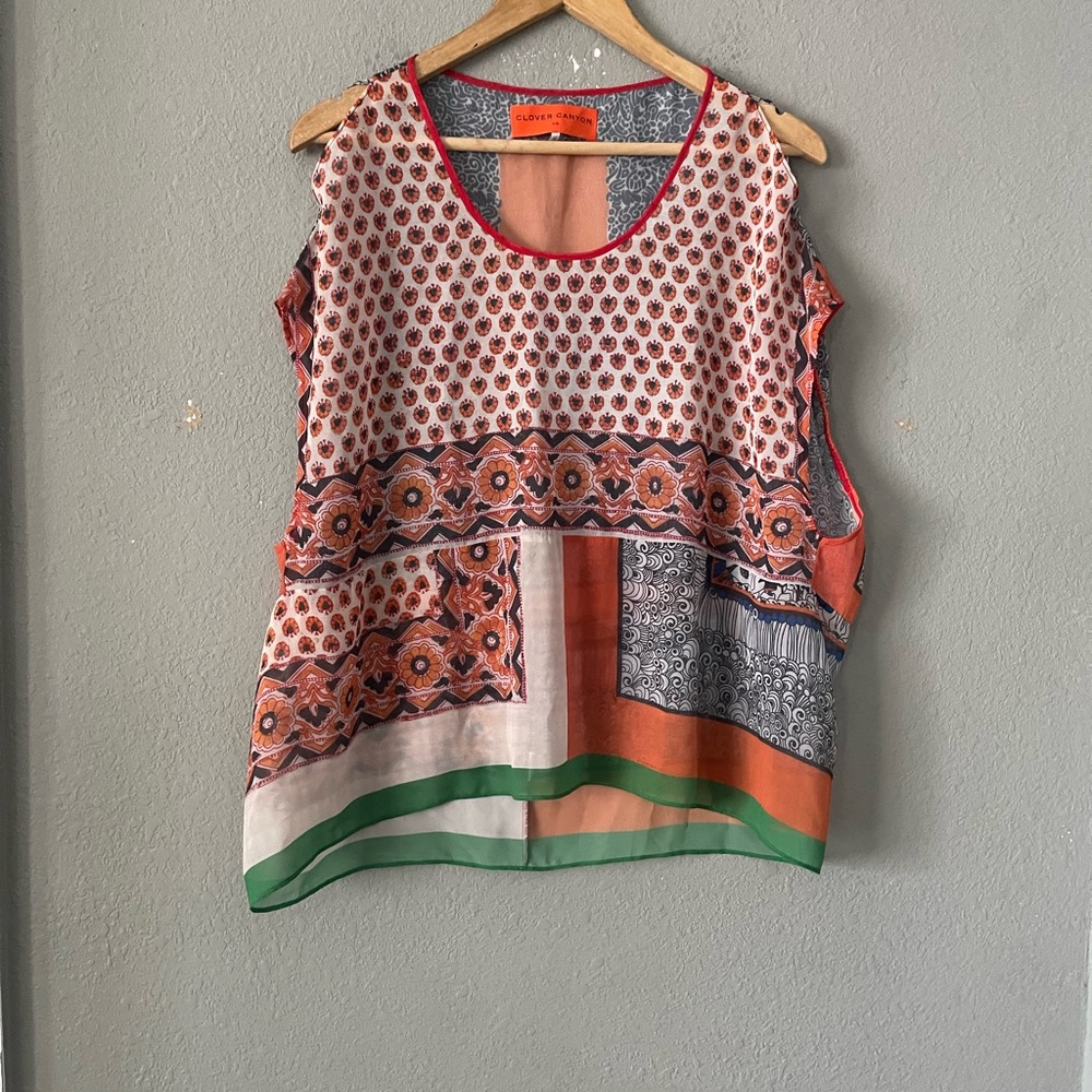 Clover Canyon Multicolor Cold‎ Shoulders Sheer Top
